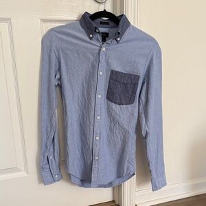 J. Crew Blue Oxford Shirt with Contrast Collar & Pocket XS slim